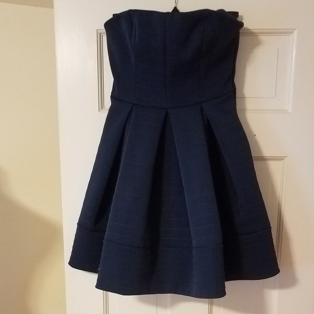 Halston Heritage Strapless Fit & Flare Pocket Dress 0